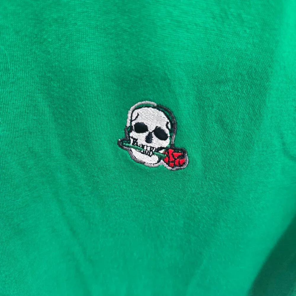 Robert Graham Kelly Green Golf Sport Preppy Embroidered Skull Polo Size Small